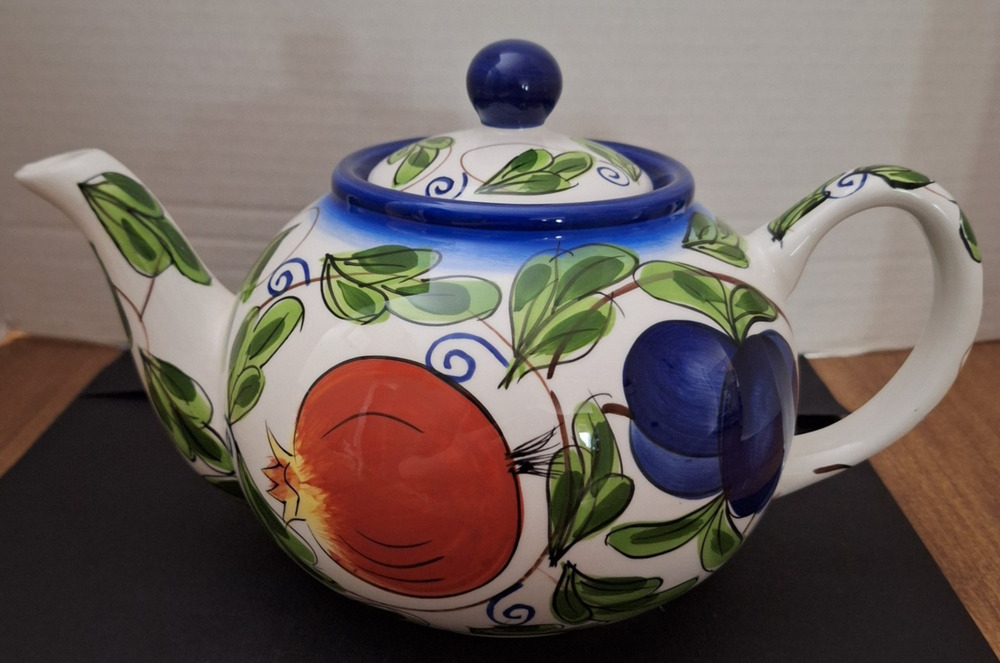 Zrike Amalfi Hand Painted Fruit Teapot Italian Style 5 Cup